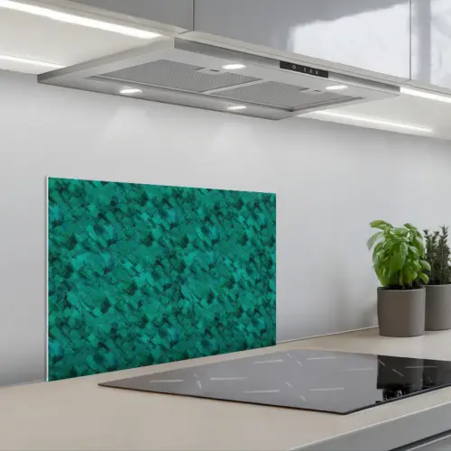 Vloeiend - Olie - Verf - Groen keuken achterwand spatscherm klein 900 -3d_schuin