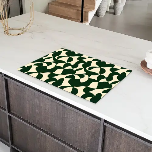 Groen - Organische vlakken - Crème Inductie beschermer vinyl 3mm klein 276 -sfeer8