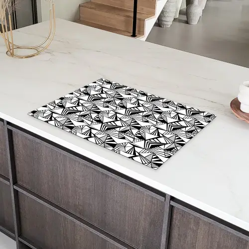 Geometrie - Driehoeken - Zwart - Wit Inductie beschermer vinyl 3mm klein 276 -sfeer8