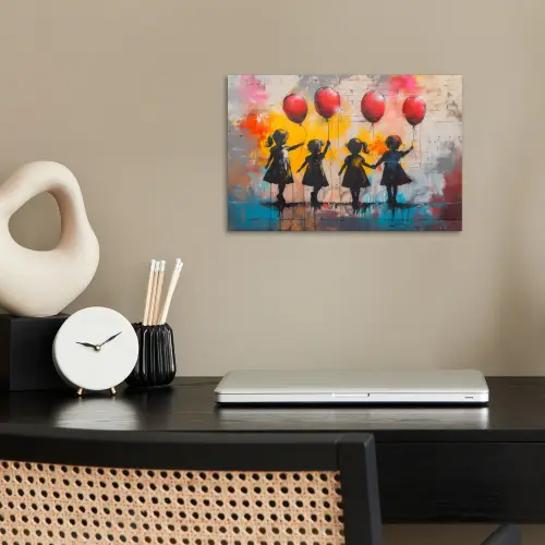 Graffiti - Kinderen - Street art - Ballon - Banksy poster papier klein -sfeer1
