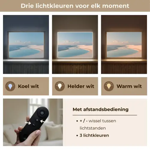 Duinen - Waterplas - Oneindige rust Light Box met batterij (Wandlamp) middel -USP_lichtkleurNL