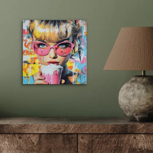 Expressief - Milkshake - Vrouw - Felle kleuren aluminium wit klein -sfeer2