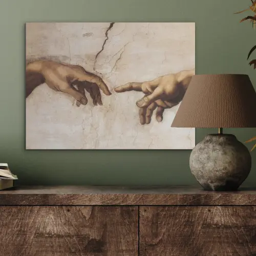 Adam - Michelangelo - Schilderij - Creation of Adam PET vilt klein -sfeer2