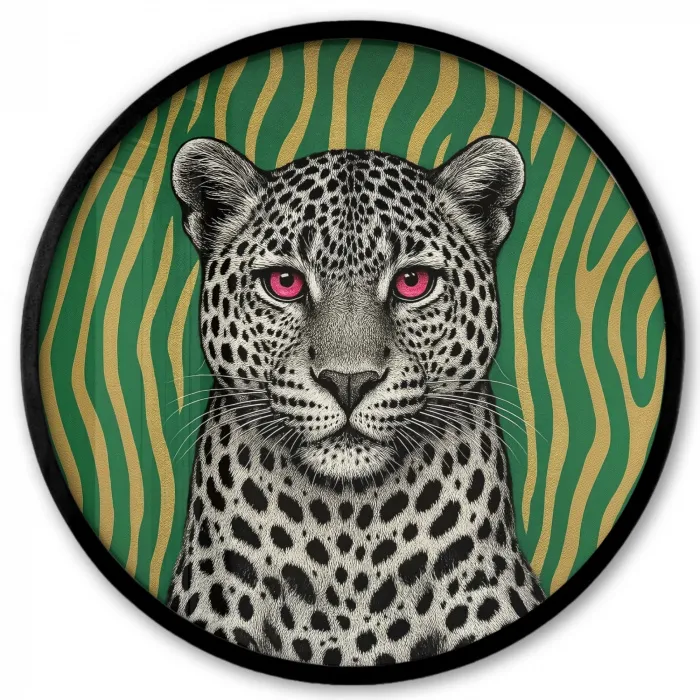 Panter - Zebrapatroon - Groen Fotolijst rond zonder passe partout klein -3d