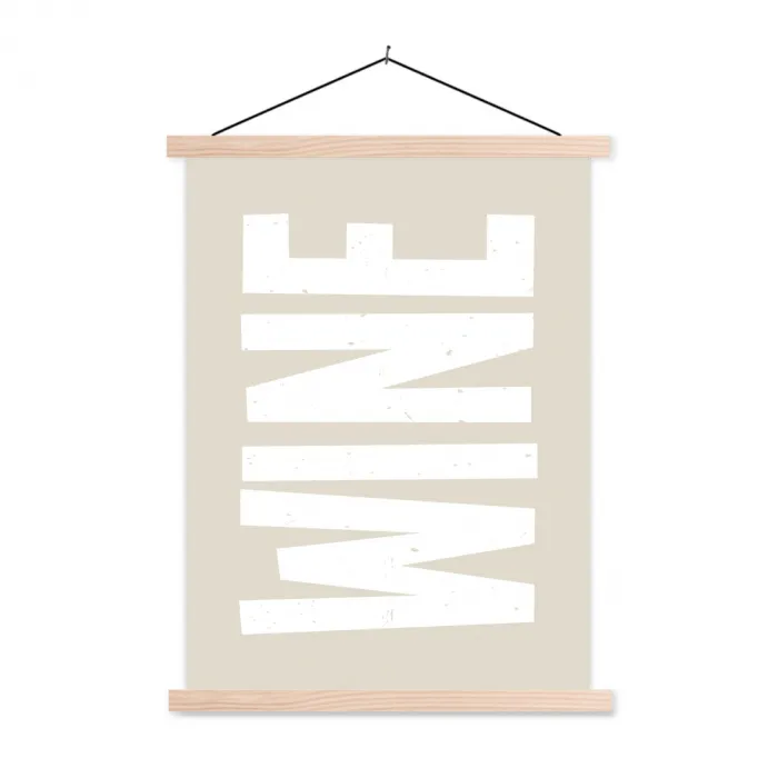 Wine - Japandi - Vintage - Wit textielposter latten blank klein -3d