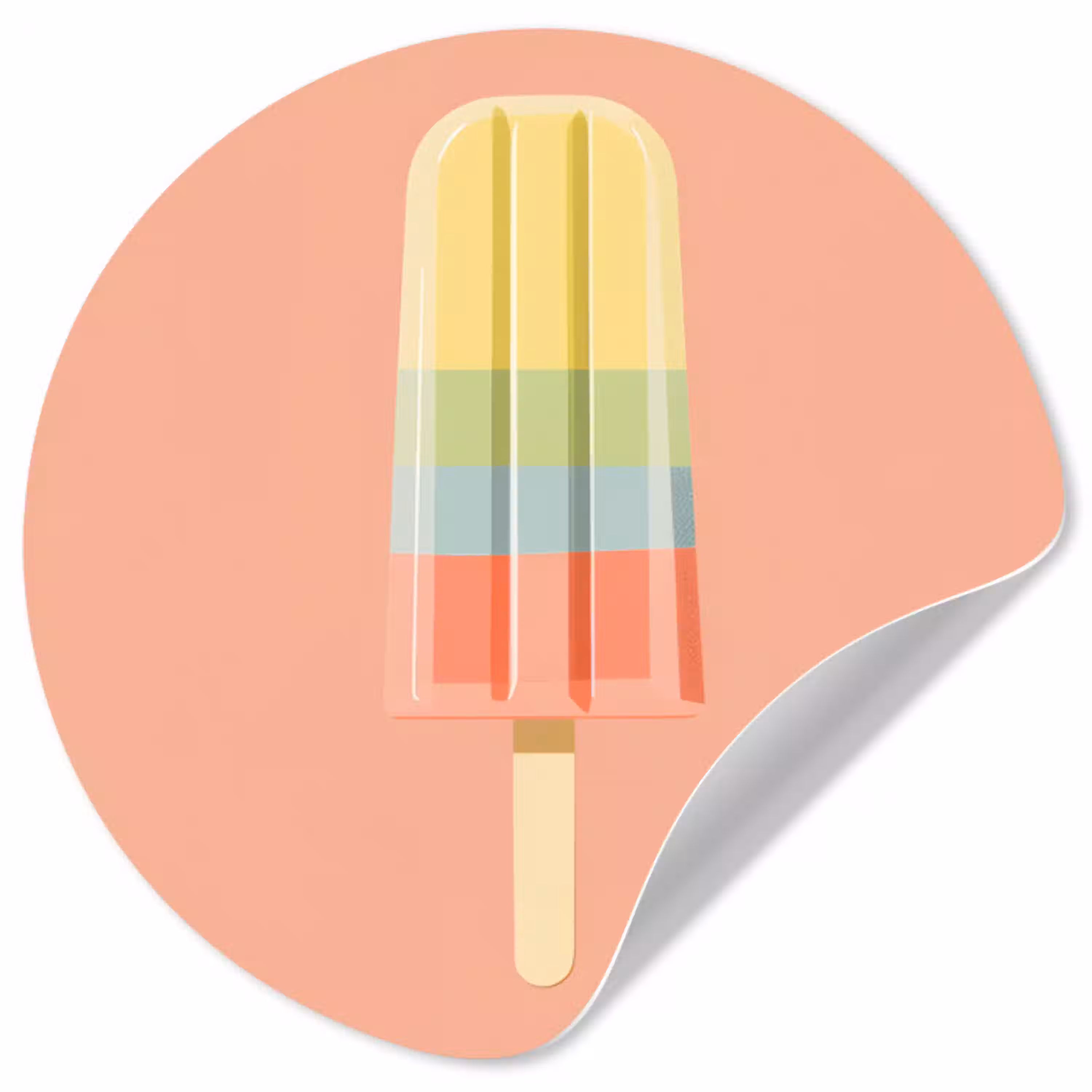Waterijsje - Pasteltinten - Minimalistisch Wandcirkel behangsticker klein -3d
