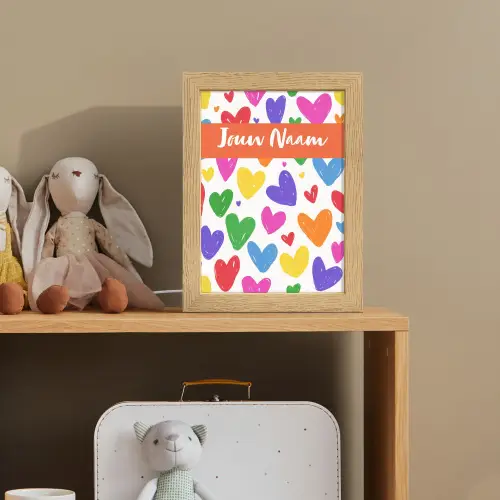 Hartjes - Patroon - Kleurrijk Light Box met kabel (Kinderlampje) klein -sfeer2_kind