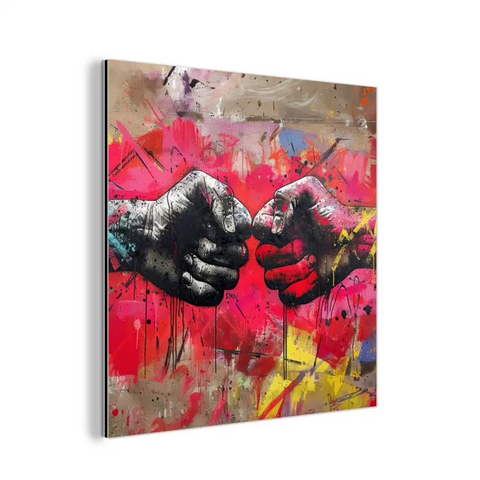 Street art - Handen - Graffiti - Kunst - Banksy aluminium wit klein -3d