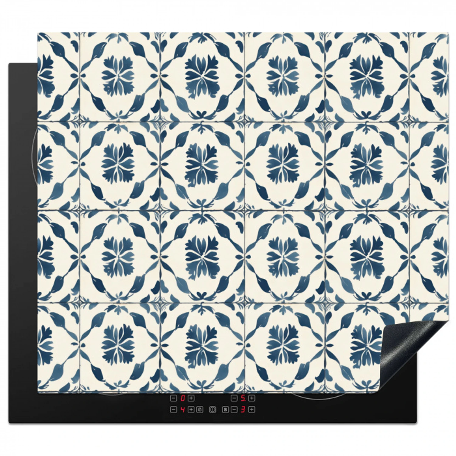 Grafisch - Tegel - Blauw Inductie beschermer vinyl 3mm middel 274 -3d