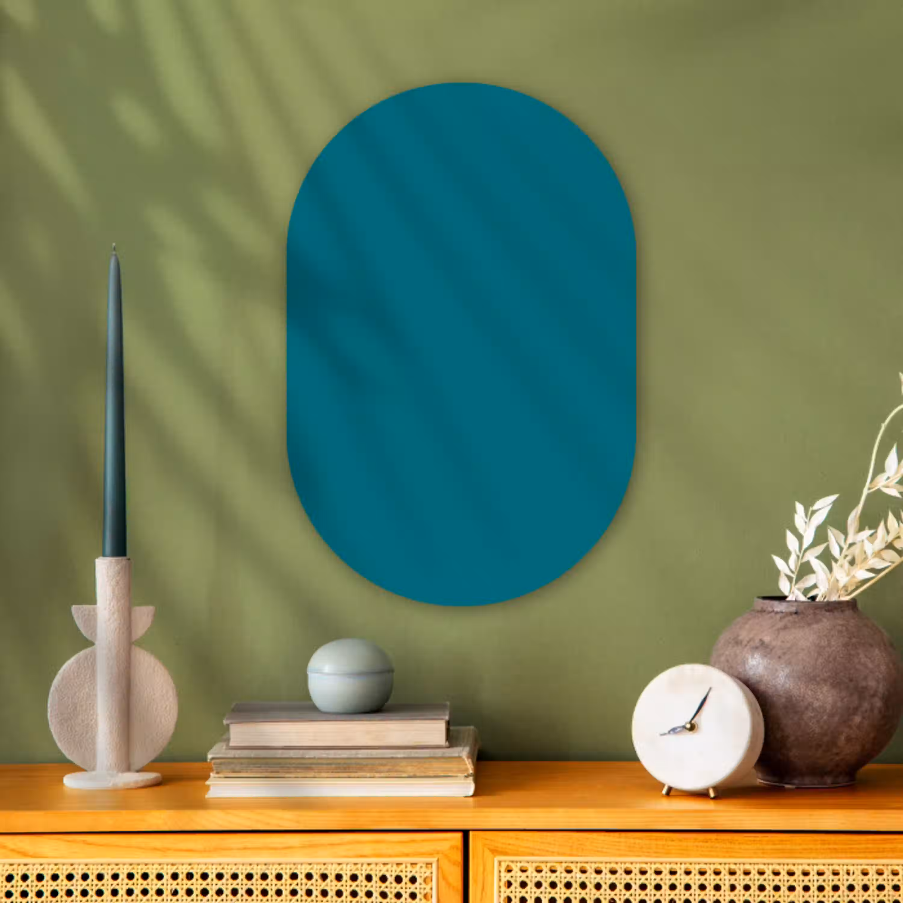 Tropical - Peacock - Blauw Wandcirkel Ovaal Forex klein 630 -sfeer2