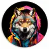 Graffiti - Wolf - Jas - Zwart Wandcirkel kunststof plaat 5mm dik klein -3d