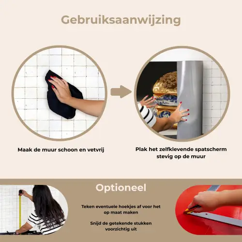 Delftsblauw - Goud - Burger keuken achterwand spatscherm klein -gebruiksaanwijzing_NL