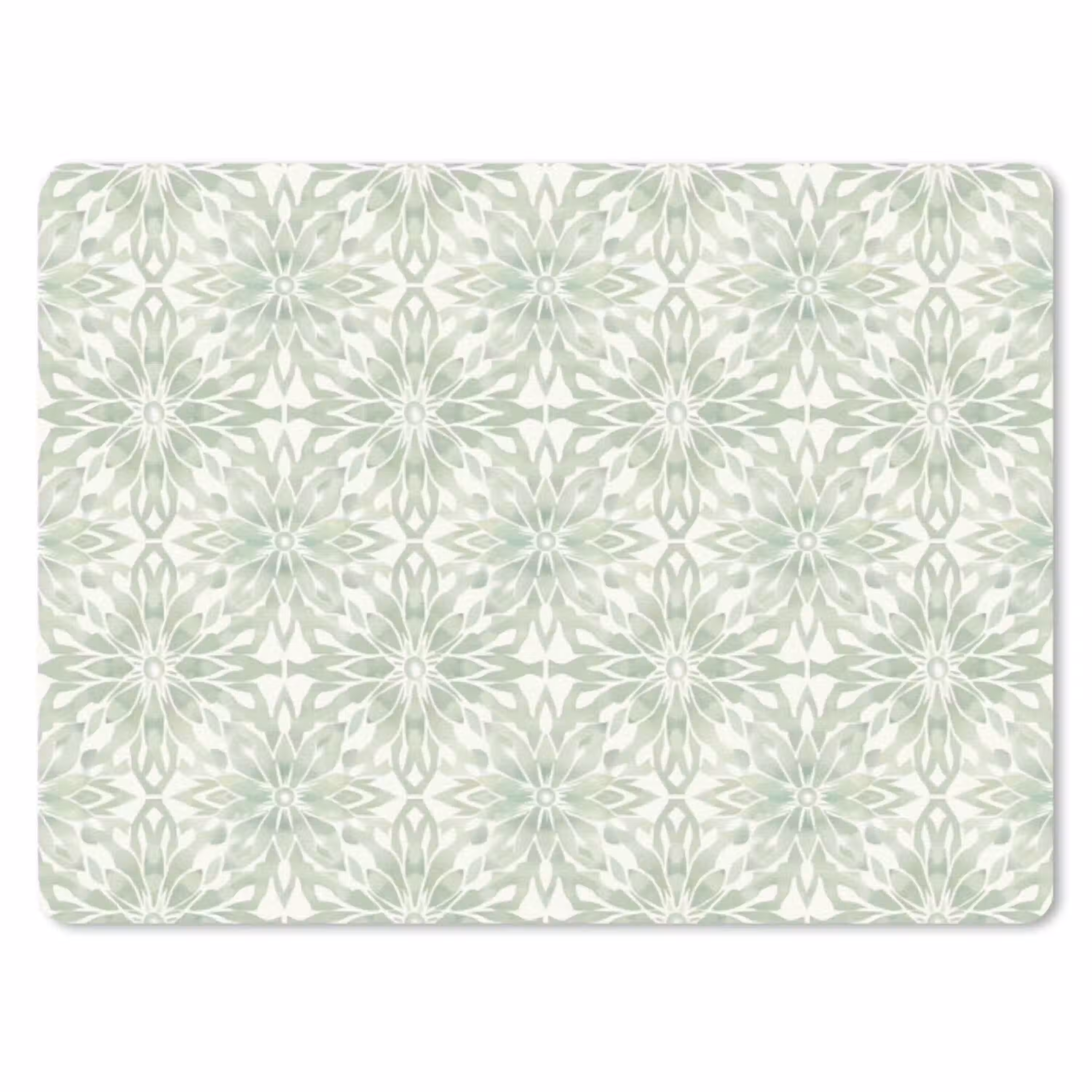 Saliegroen - Symmetrisch - Mandala - Ornament - Patroon muismat rubber klein 262 -3d