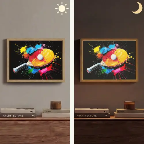 Graffiti - Sport - Tafeltennis - Verf Light Box met batterij (Wandlamp) middel -sfeer3