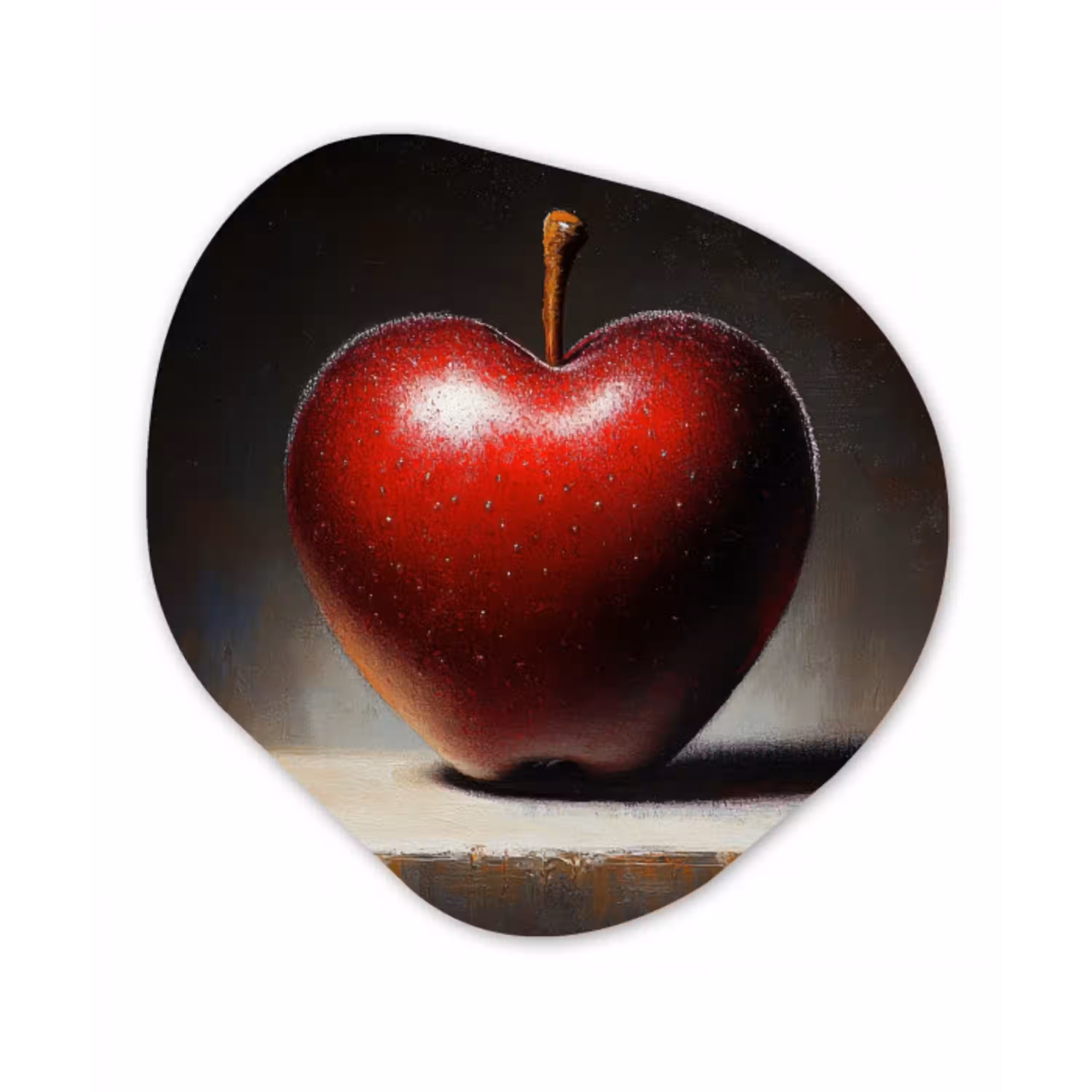 Apple - Hart - Rood Wandcirkel Organisch Aluminium middel -3d