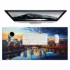Zonsondergang Frankfurt - Stad - Skyline - Water Muismat XXL klein -3d