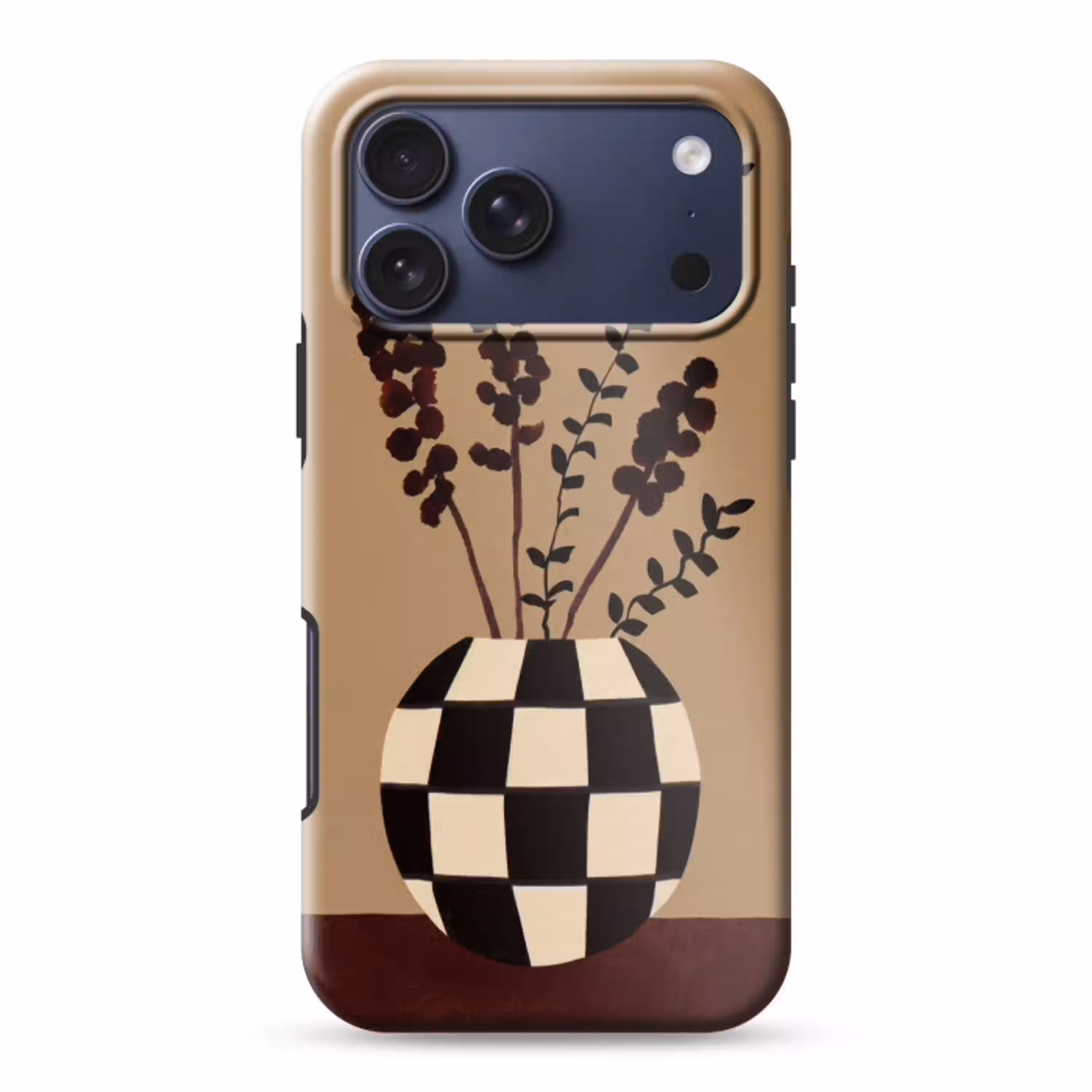 Minimalistisch - Vaas - Bloemen - Bruin Toughcase MagSafe Apple iPhone 17 Pro Max klein -3d
