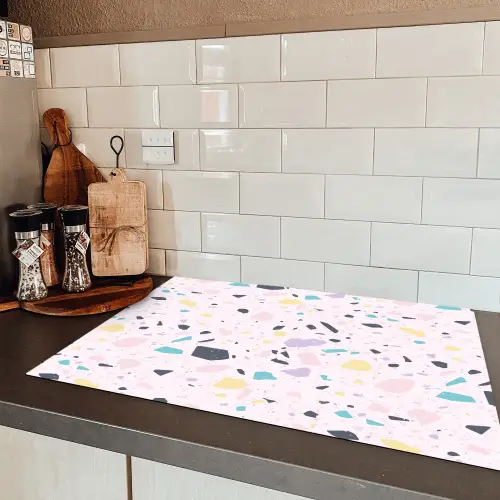 Terrazzo -  Patroon - Zacht - Snoep Inductie beschermer vinyl 3mm klein 276 -sfeer3