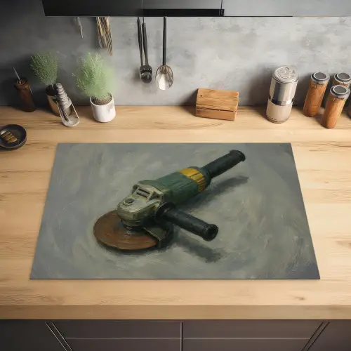 Haakse slijper - Schilderij - Gereedschap Inductie beschermer vinyl 3mm klein -sfeer5