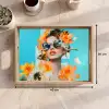 Bloemen - Vrouw - Zonnebril - Blauw Dienblad Rechthoek middel -USP_Formaat