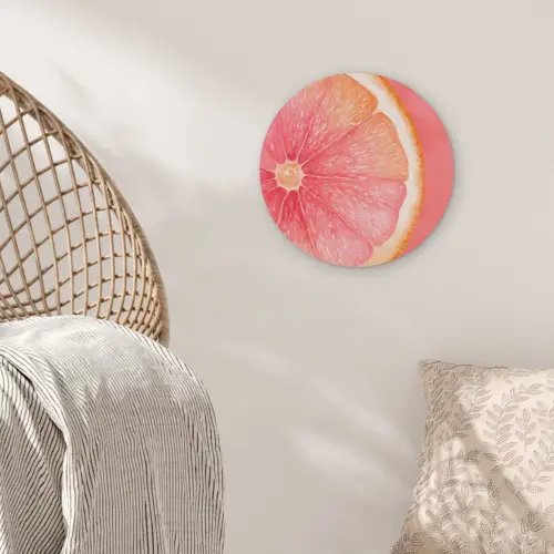 Grapefruit - Roze - Levendig Akoestische PET Vilt - Rond klein -sfeer4