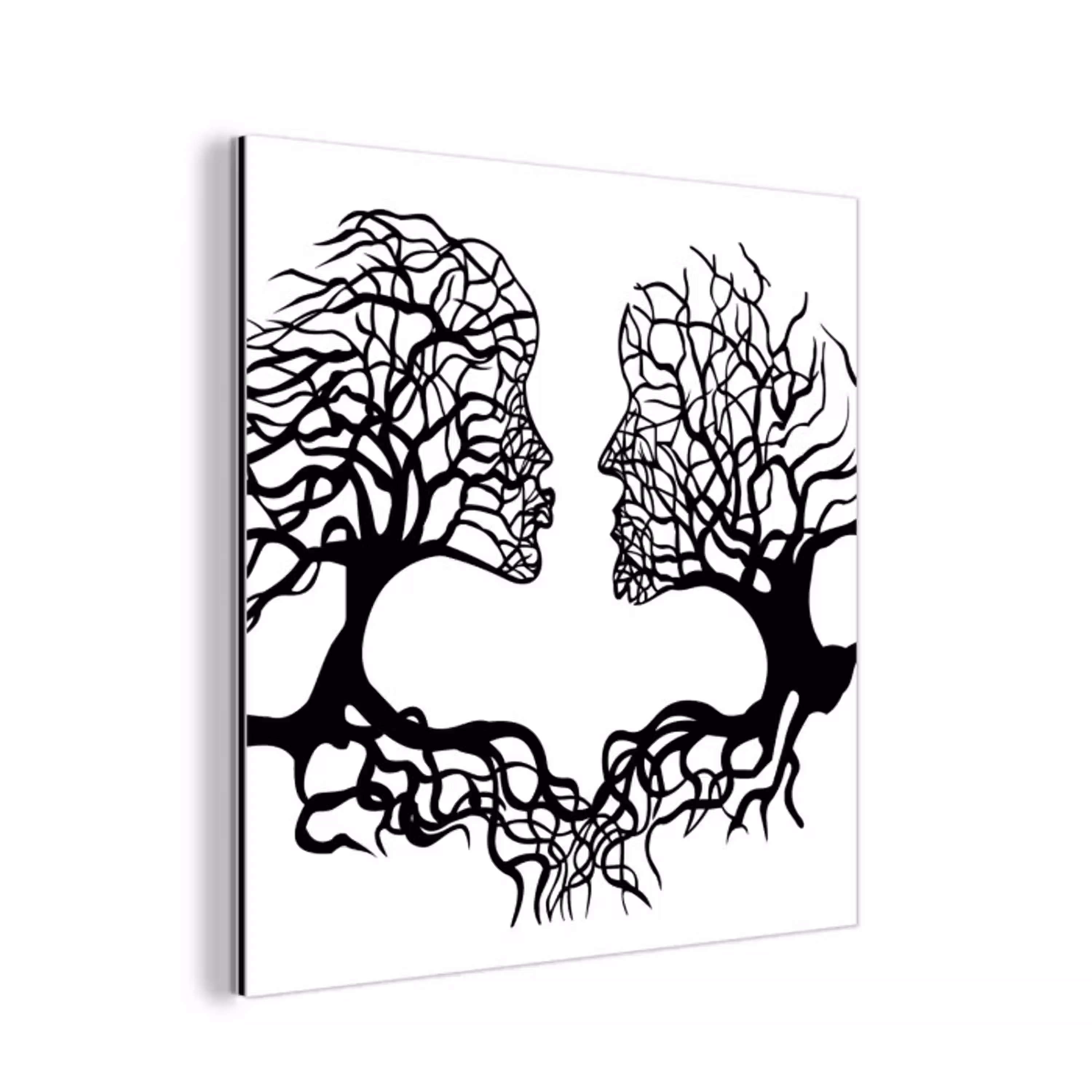 Bomen - Gezicht - Kunst - Abstract aluminium wit klein -3d