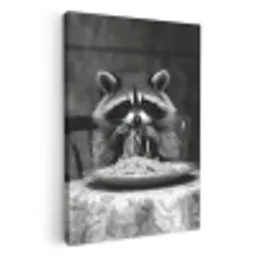 Wasbeer - Cute - Pasta - Tafelkleed - Zwart - Wit KitchenYeah - Keuken - Canvas klein -3d