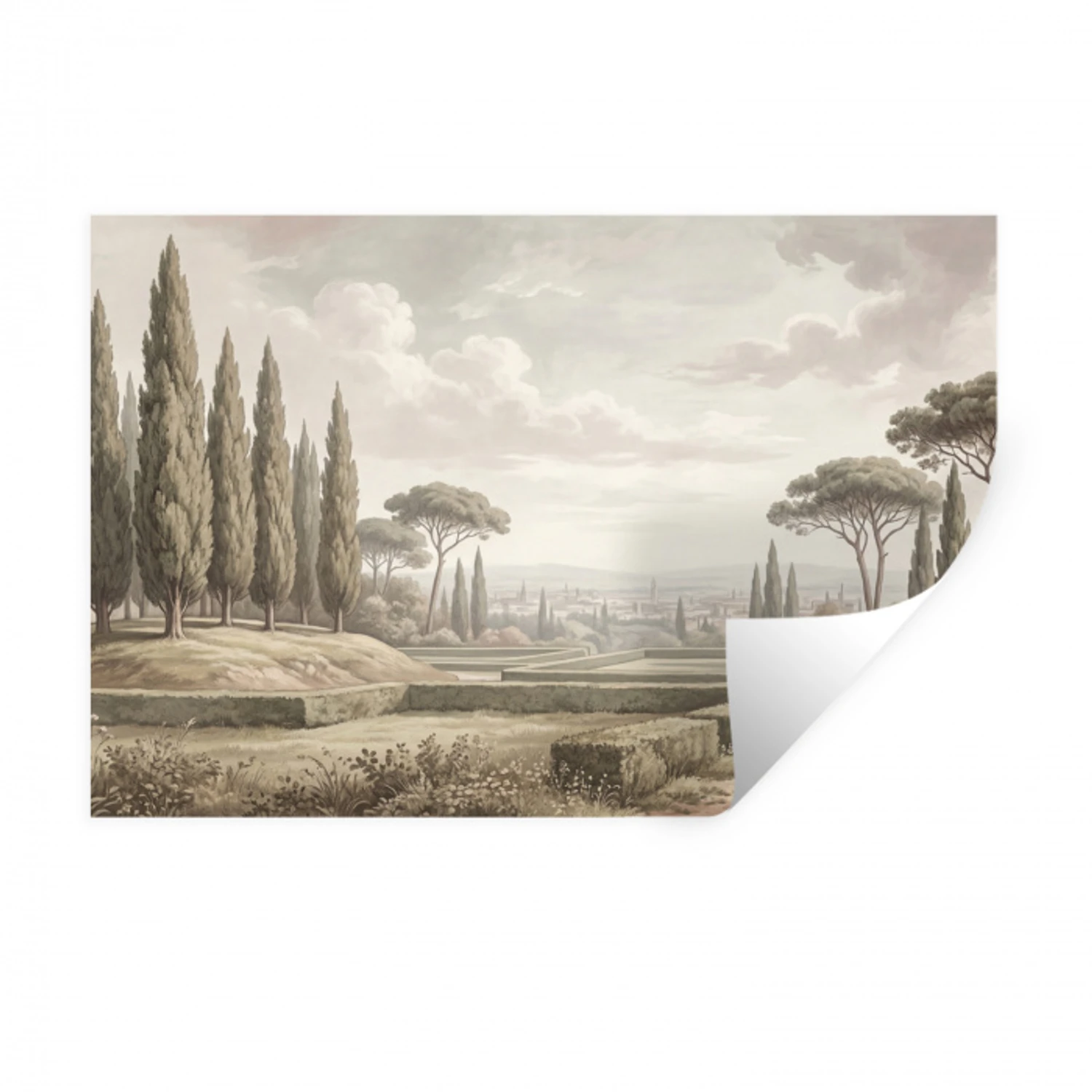 Vallei - Tuin - Natuur - Groen Muursticker klein -3d