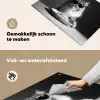 Langharige kat - Zonnebril - Spaghetti - Humor - Zwart - wit Inductie beschemer met haakjes klein -ky-schoon-nl