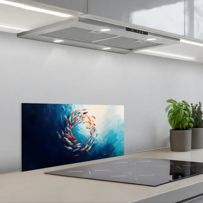 Zee - Vissen - Kleurrijk - Dynamisch keuken achterwand spatscherm klein -3d_schuin