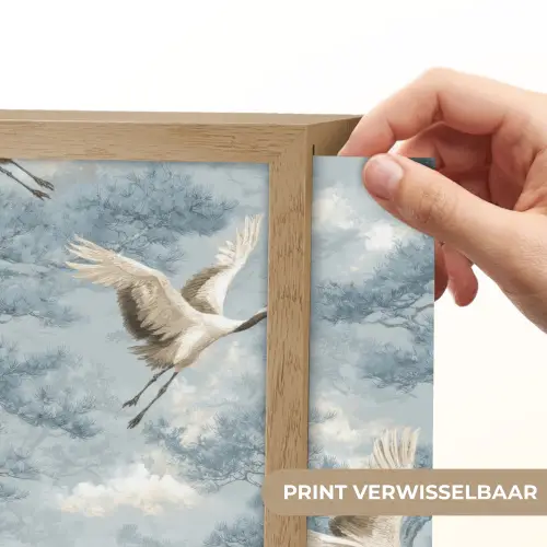 Wolken - Kraanvogels - Blauw Light Box met batterij (Wandlamp) middel 907 -USP_websiteprintNL