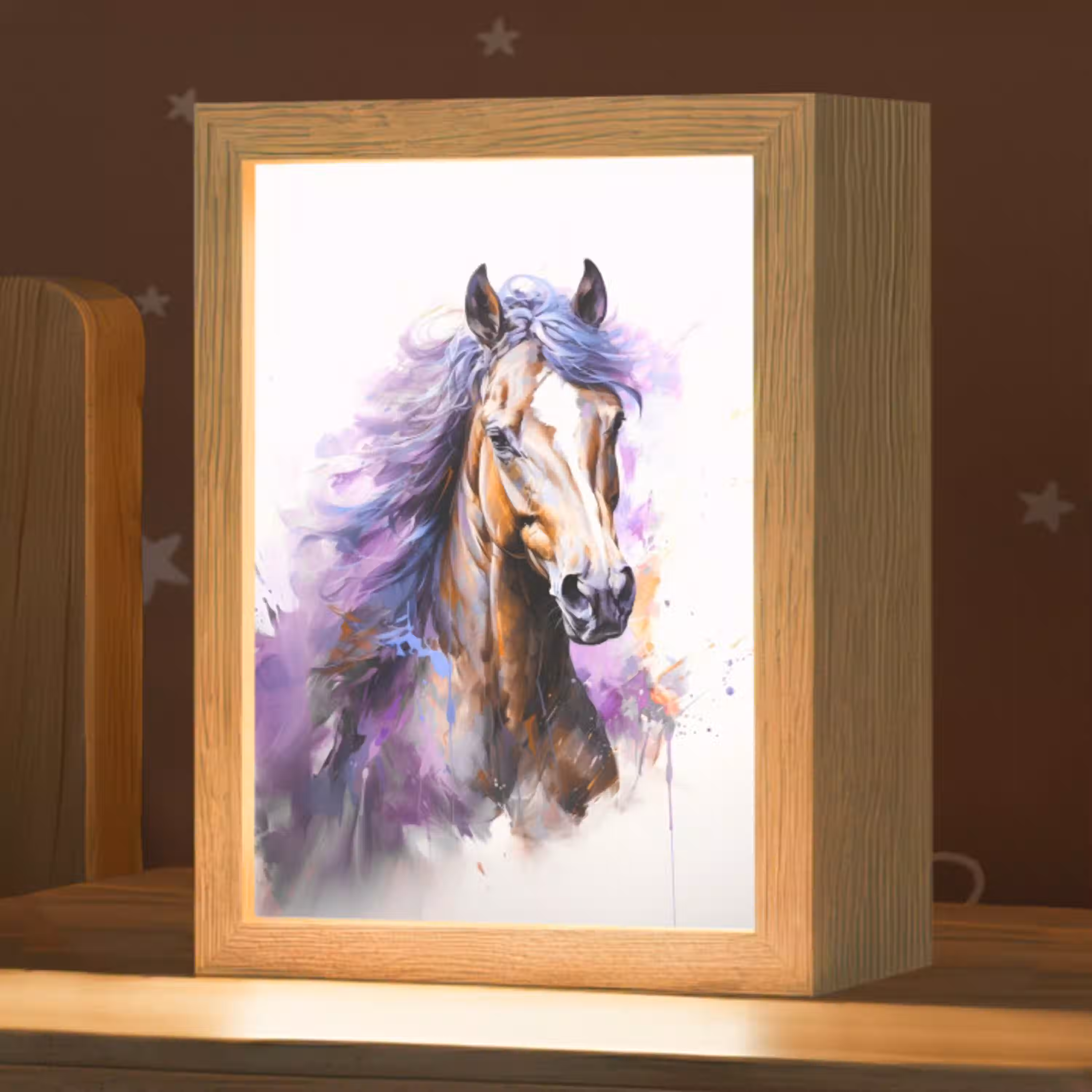 Paard - Dieren - Meiden - Paars - Bruin Light Box met kabel klein -zzz_3d_website