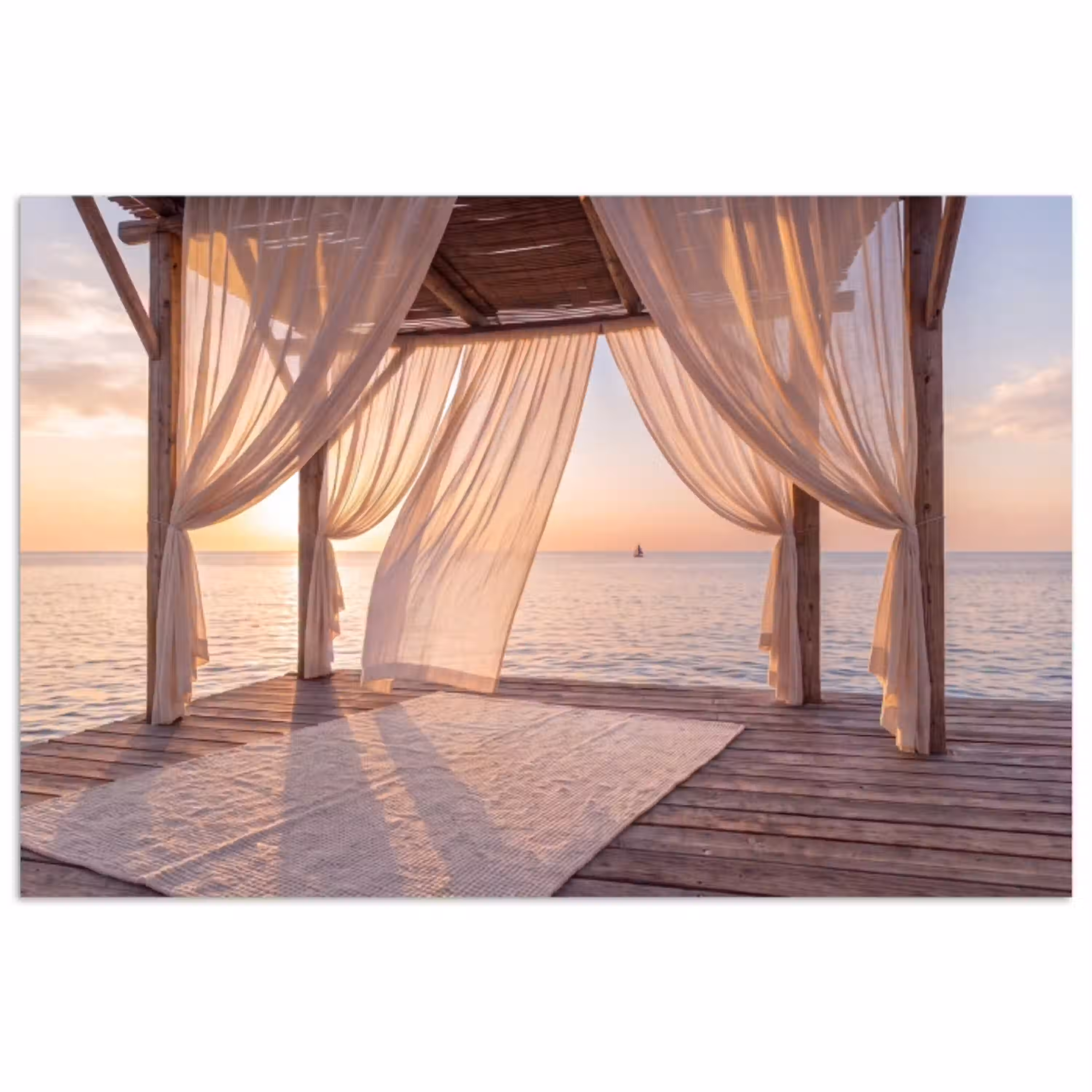 Overkapping - Zee - Zonsondergang - Vakantie - Rust poster papier klein -3d