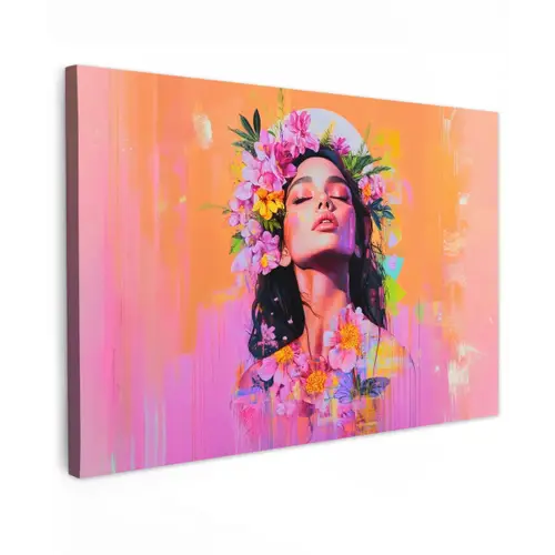 Portret - Bloemenkroon - Vrouw canvas 2cm klein -z3d