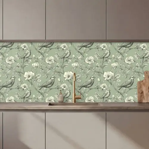 Klassiek - Botanisch - Groen keuken achterwand 2 middel 871 zz_3dshopping