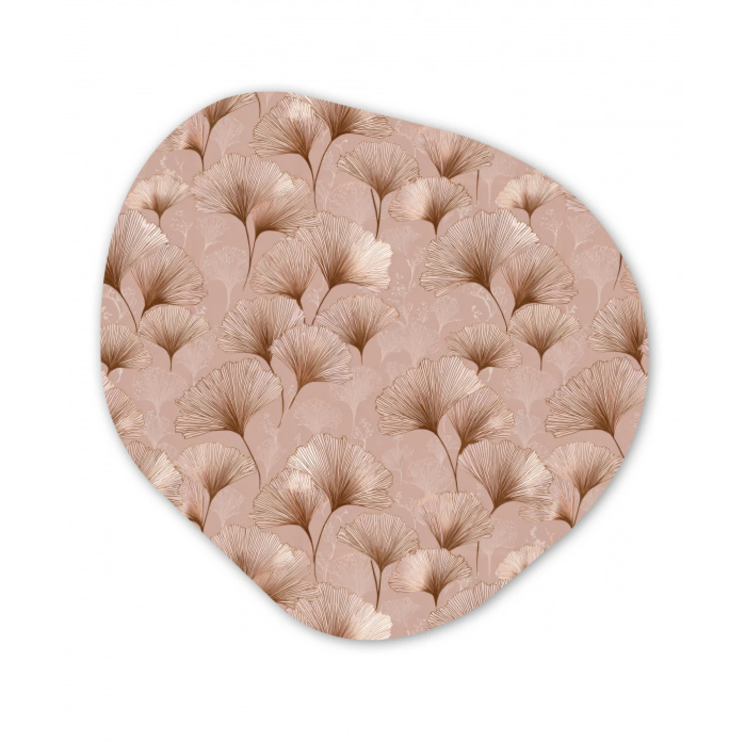 Ginkgo - Patroon - Roze Wandcirkel Organisch Aluminium middel 851 -3d