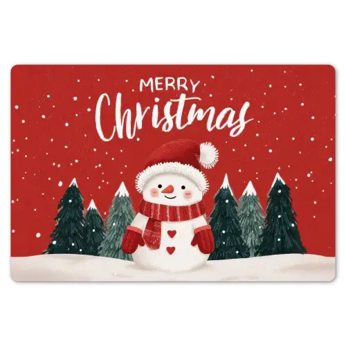 Kerstgroet - Sneeuw - Rood Placemat vinyl groot -zzsfeer1_Kitchenyeah-website