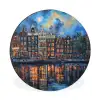 Grachten Amsterdam - Huizen - Stad - Kleurrijk Wandcirkel aluminium klein -3d