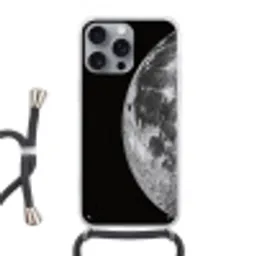 Close-up - Maan - Wit - Textuur Hoesje iPhone 16 Pro Max met koord klein -3d