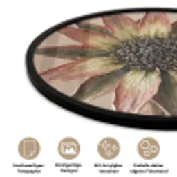 Droogbloem - Protea - Vintage - Beige - Rustiek Fotolijst rond zonder passe partout klein -closeup_DE