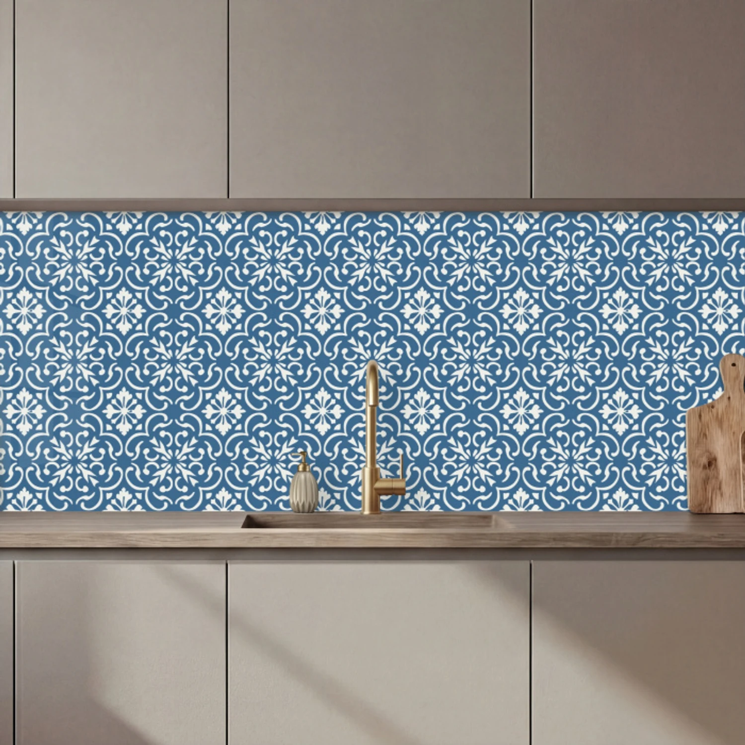 Tegel - Patroon - Blauw - Wit keuken achterwand 2 middel 871 zz_3dshopping