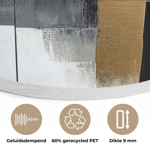 Abstract - Goud - Zilver - Vormen - Aesthetic Akoestische PET Vilt - Rond klein -closeup_NL