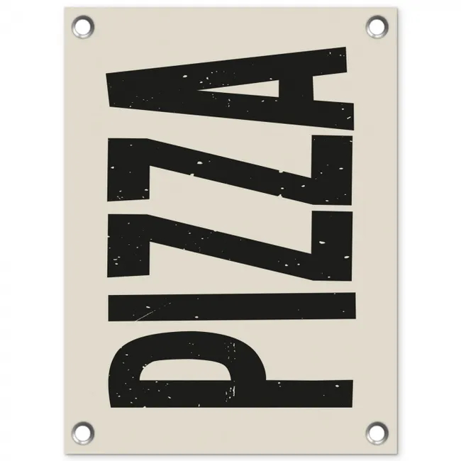 Pizza - Decoratie - Japandi - Vintage tuinposter los doek klein -3d