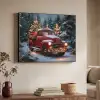Kersttruck - Sneeuwbos - Rood Textielframe zwart klein -sfeer3