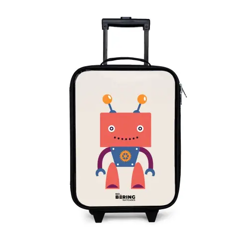 Rode robot met vierkant hoofd Kinderkoffer - Zwart klein -3d