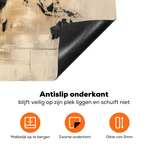 Wereldkaart - Goud - Zwart - Abstract Inductie beschermer vinyl 3mm klein -zzzzzzz-td-onderkant