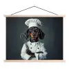Hond - Garde - Kok textielposter latten blank klein -3d