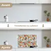 Tropisch - Zomer - Vlinder - Bloemen keuken achterwand spatscherm klein 900 -voor_na_FR