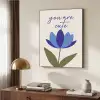 Korenbloem - Valentijn - Bloem - Blauw Textielframe zwart klein -sfeer3