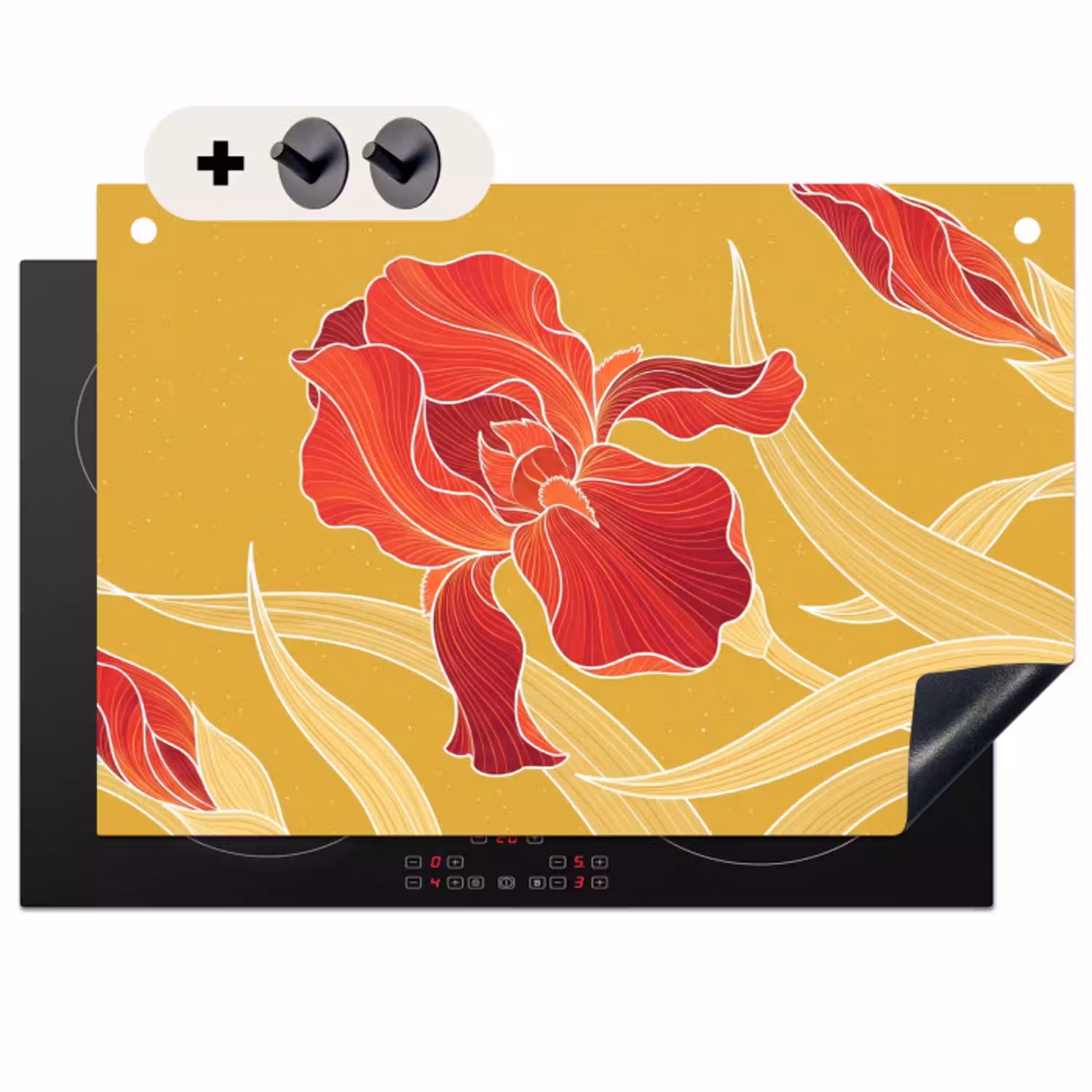 Bloemen - Illustratie - Rood Inductie beschemer met haakjes klein -3d